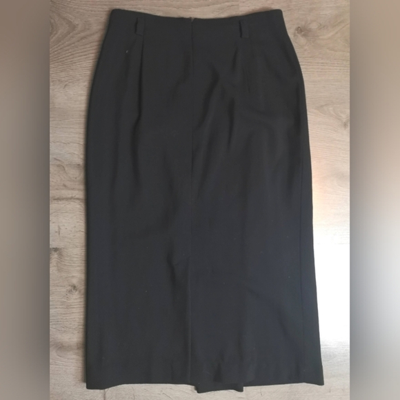 90s Vintage Escada Black Crepe High Waist Wrap Minimal Column Tailored Skirt - Picture 7 of 11